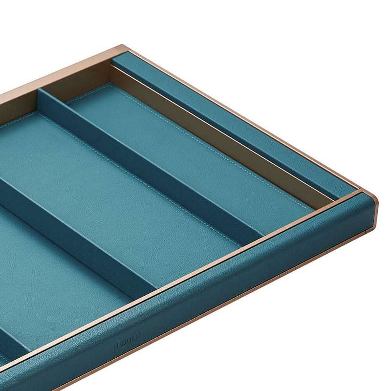 Higold B Series Pull Out Wardrobe Storage Tray With Adjustable Sections Fits 900mm Cabinet Tiffany Teal With Copper - Sydney Home Centre