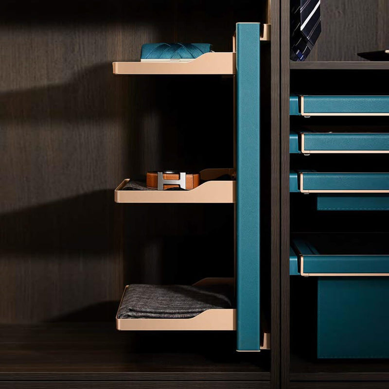 Higold B Series Right Side Mount 3 - Tier Slide Out Wardrobe Storage Baskets Tiffany Teal With Copper - Sydney Home Centre