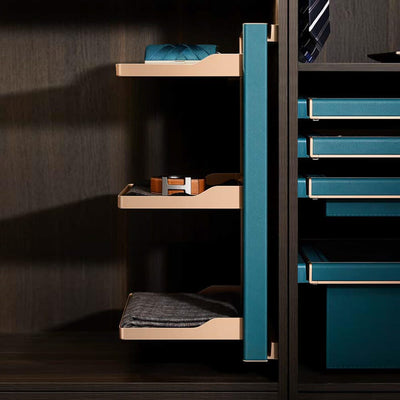 Higold B Series Right Side Mount 3-Tier Slide Out Wardrobe Storage Baskets Tiffany Teal With Copper - Sydney Home Centre