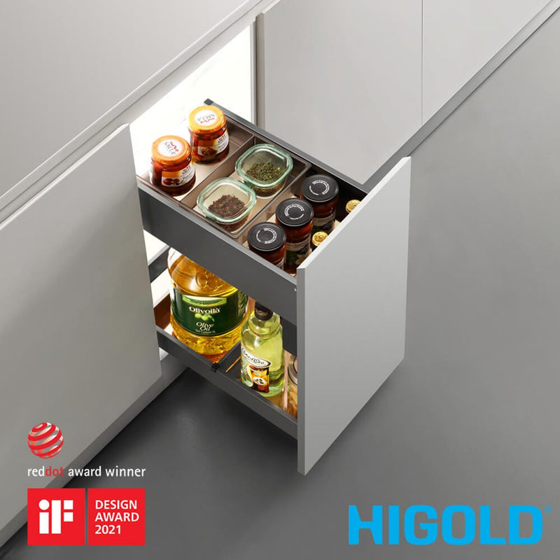 Higold Shearer Pull Out Kitchen Cupboard Organiser Fits 300mm Cabinet Grey - Sydney Home Centre