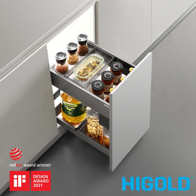 Higold Shearer Pull Out Kitchen Cupboard Organiser Fits 400mm Cabinet Grey - Sydney Home Centre