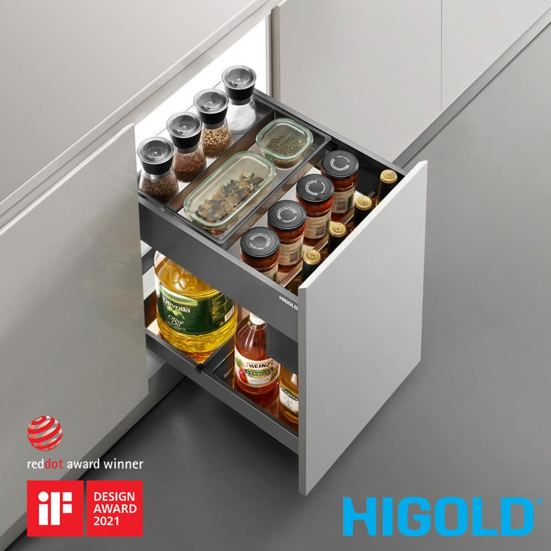 Higold Shearer Pull Out Kitchen Cupboard Organiser Fits 450mm Cabinet Grey - Sydney Home Centre