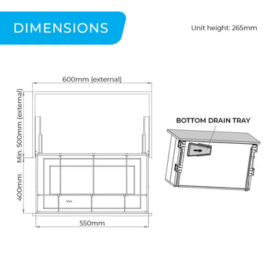 Higold Shearer Pull Out Kitchen Drawer Deep Basket With Drain Tray Fits 600mm Cabinet Grey - Sydney Home Centre