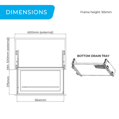 Higold Shearer Pull Out Kitchen Drawer With Drain Tray Fits 600mm Cabinet Grey - Sydney Home Centre