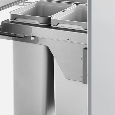 Higold Side Mounted 56L Triple Slide Out Concealed Waste Bin For A 600mm Cabinet Includes Integrated Door Bracket Grey - Sydney Home Centre