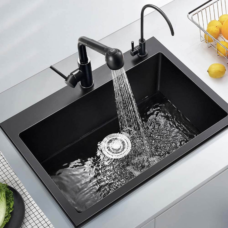 Higold Single Bowl 760mm Quartz Granite Composite Kitchen Sink Black - Sydney Home Centre