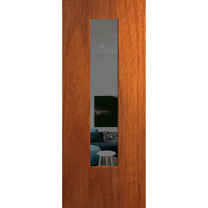 Hume Doors BFR6 (2040mm x 820mm x 40mm) Solid HMR MDF Core Merbau Grey Tint Bushfire Resistant Entrance Door - Sydney Home Centre