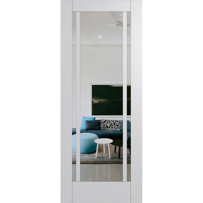 Hume Doors Hampton HAM12 (2040mm x 520mm x 35mm) Hampton Construction Primed MDF Clear Internal Door - Sydney Home Centre