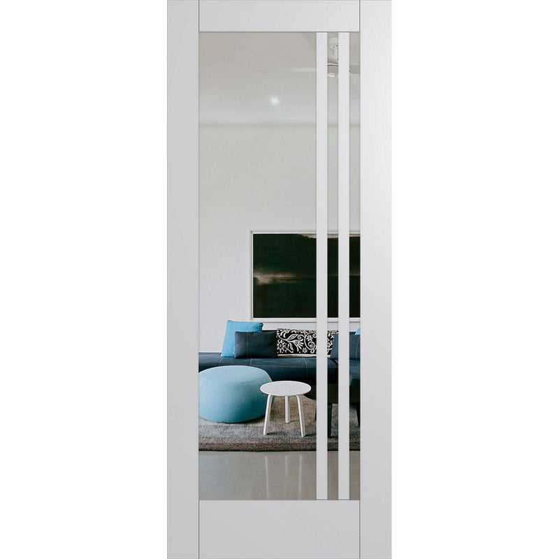 Hume Doors Hampton HAM16 (2040mm x 520mm x 35mm) Hampton Construction Primed MDF Clear Internal Door - Sydney Home Centre