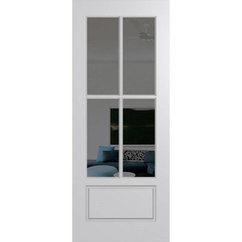 Hume Doors HAV44 (2040mm x 820mm x 40mm) Solid HMR MDF Core SPM Grey Tint Haven Entrance Door - Sydney Home Centre
