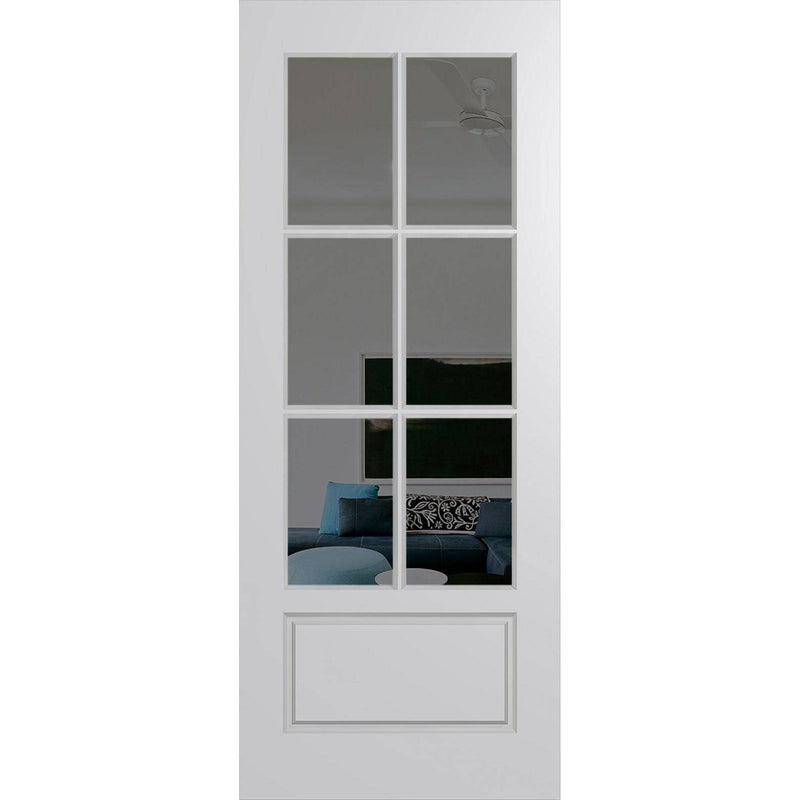 Hume Doors HAV66 (2040mm x 820mm x 40mm) Solid HMR MDF Core SPM Grey Tint Haven Entrance Door - Sydney Home Centre