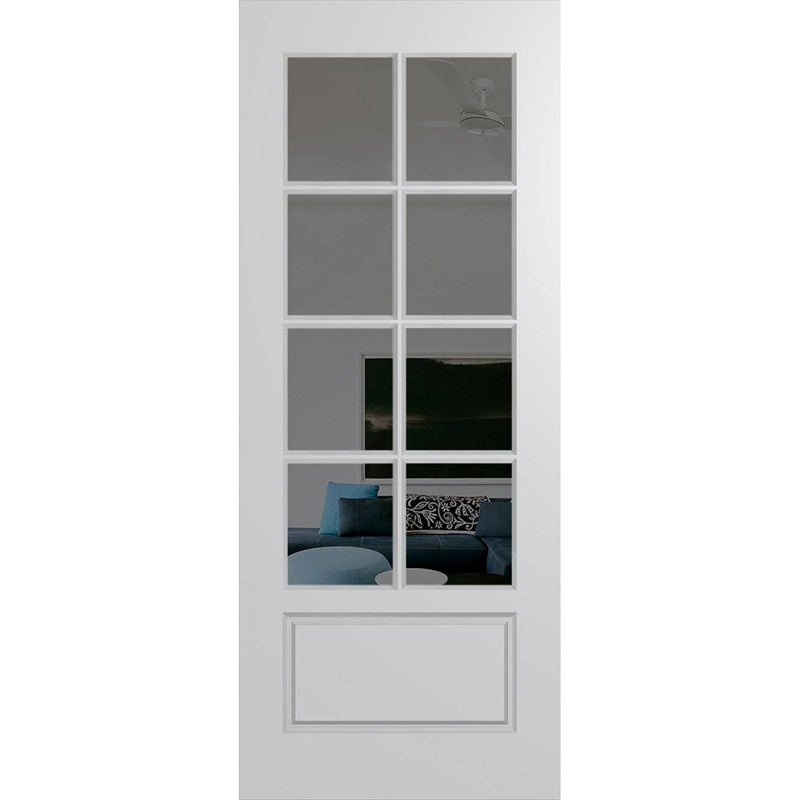Hume Doors HAV88 (2040mm x 820mm x 40mm) Solid HMR MDF Core SPM Grey Tint Haven Entrance Door - Sydney Home Centre