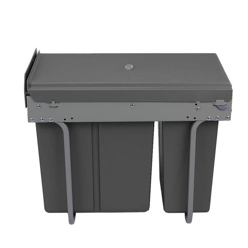 Elite Domestique Slim Profile Bottom Mounted 30L Twin Slide Out Concealed Waste Bin For A 300mm Cabinet Dark Grey - Sydney Home Centre