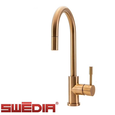 Swedia Klaas Stainless Steel Kitchen Mixer Tap With Pull-Out Brushed Copper - Sydney Home Centre