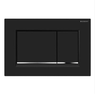 Mercio Geberit Sigma30 Matt Black Flush Plate With Chrome Trim - Sydney Home Centre