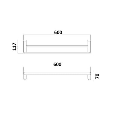 Millennium Tapware Akemi Double Towel Rail 600mm Chrome - Sydney Home Centre