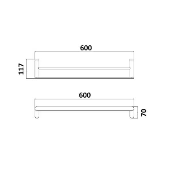 Millennium Tapware Akemi Double Towel Rail 600mm Chrome - Sydney Home Centre