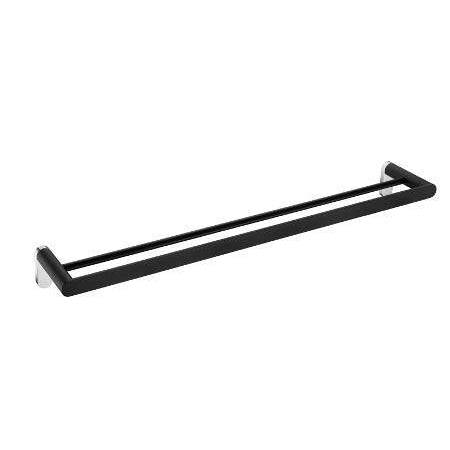 Millennium Tapware Akemi Double Towel Rail 600mm Matte Black & Chrome - Sydney Home Centre