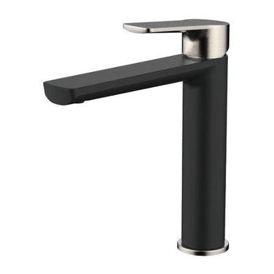 Millennium Tapware Akemi Mid Rise Vessel Mixer Matte Black & Brushed Nickel - Sydney Home Centre