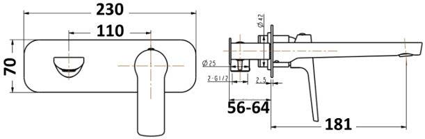 Millennium Tapware Akemi Wall Basin Mixer Brushed Nickel - Sydney Home Centre