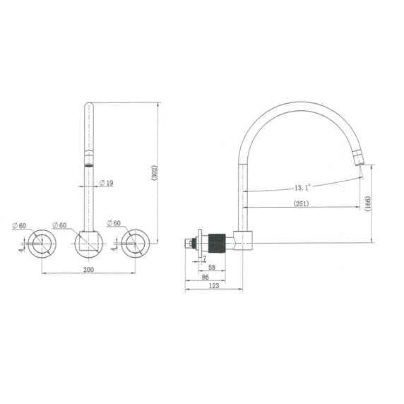 MN Cadence 1/4 Turn Wall Sink Set Brushed Nickel - Sydney Home Centre