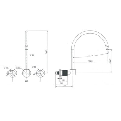 MN Cadence 1/4 Turn Wall Sink Set Matte Black - Sydney Home Centre