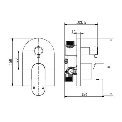 MN Eva Shower Diverter Matte Black - Sydney Home Centre