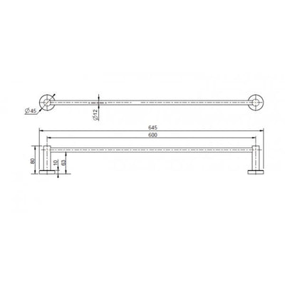 MN Mirage 600mm Single Towel Rail Brushed Nickel - Sydney Home Centre