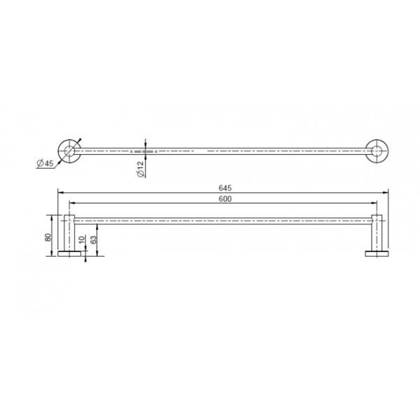 MN Mirage 600mm Single Towel Rail Brushed Nickel - Sydney Home Centre