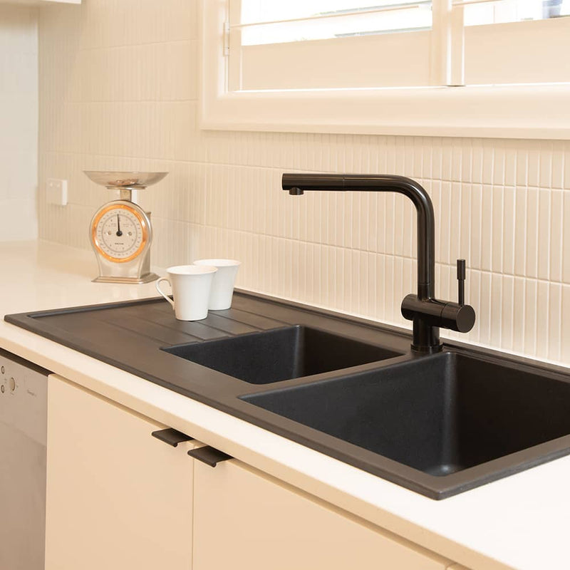 Swedia Sigge Stainless Steel Kitchen Mixer Tap With Pull-Out Satin Black Finish - Sydney Home Centre