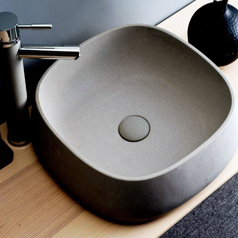 Moku Above Counter 440mm x 440mm Solid Limestone Square Basin Matte Stone Finish - Sydney Home Centre