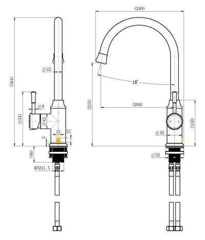 Montpellier Goose Neck Kitchen Mixer Brushed Nickel - Sydney Home Centre