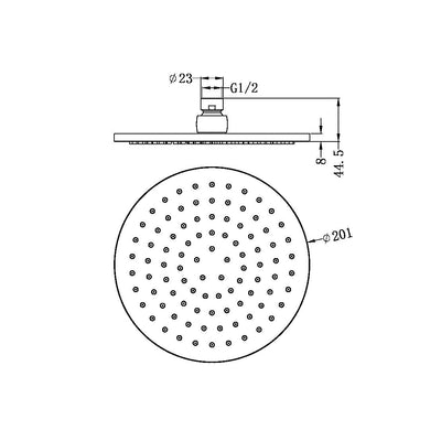 Nero 200mm Round Shower Head Chrome - Sydney Home Centre