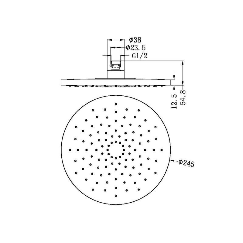 Nero 250mm Abs Round Shower Head Brushed Nickel - Sydney Home Centre