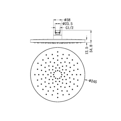 Nero 250mm Abs Round Shower Head Brushed Nickel - Sydney Home Centre