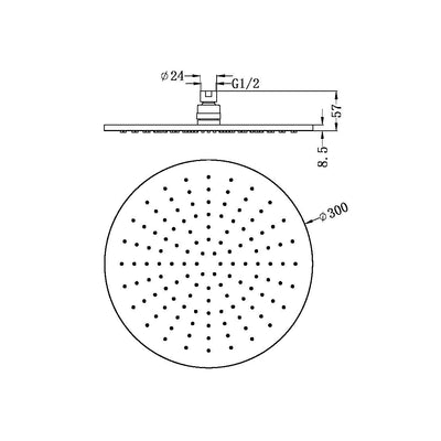 Nero 300mm Round Shower Head Brushed Bronze - Sydney Home Centre