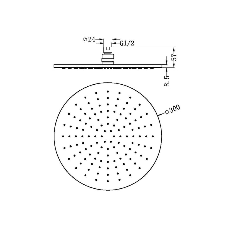 Nero 300mm Round Shower Head Chrome - Sydney Home Centre