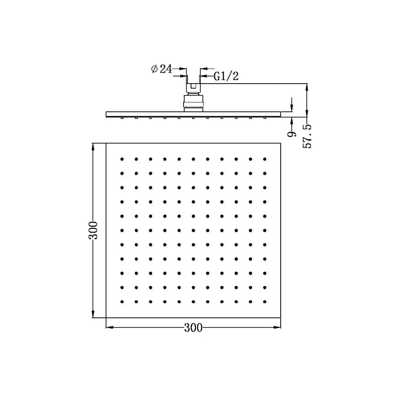 Nero 300mm Square Shower Head Chrome - Sydney Home Centre