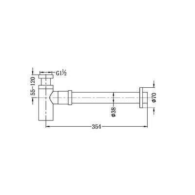 Nero Bottle Trap 40mm Brushed Nickel - Sydney Home Centre