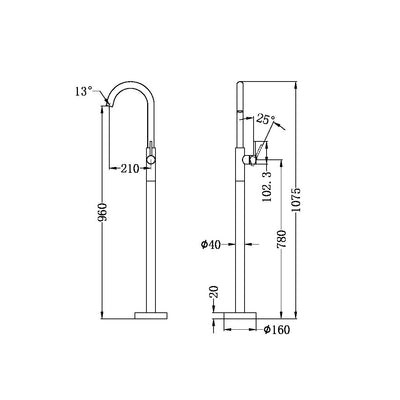 Nero Floormount Mixer Brushed Nickel - Sydney Home Centre