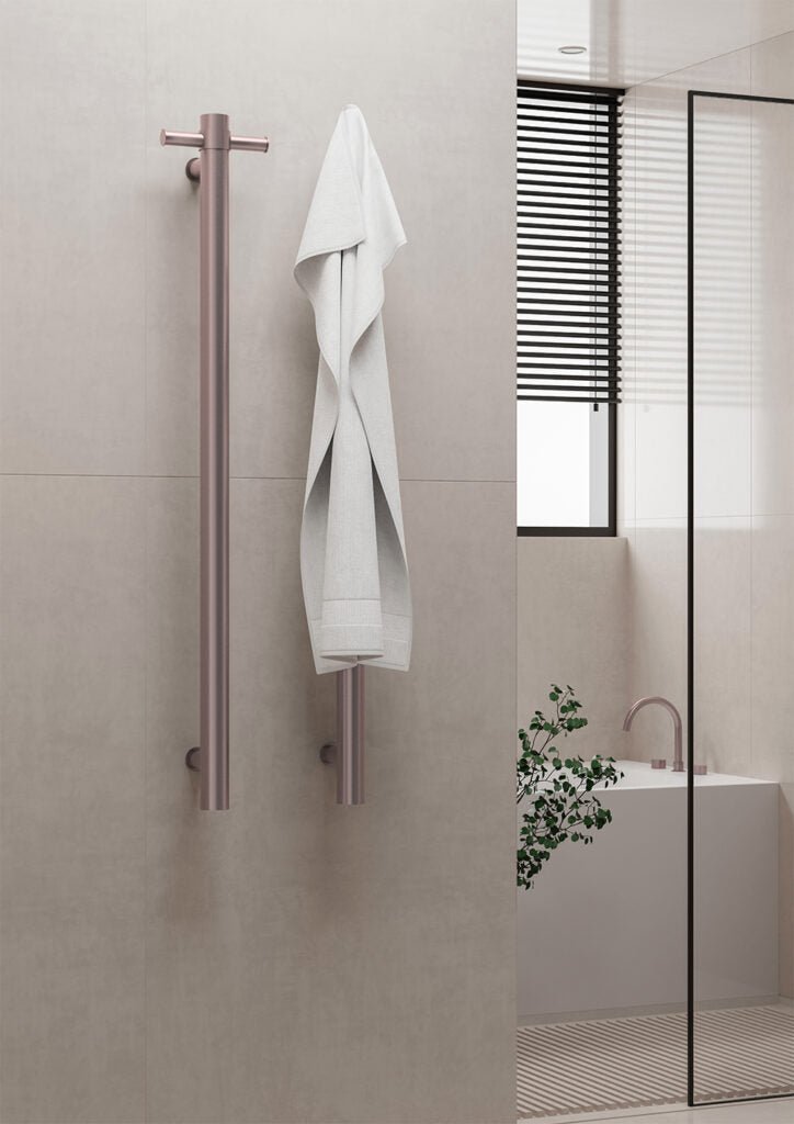Nero Heated Vertical Towel Rail Brushed Bronze - Sydney Home Centre