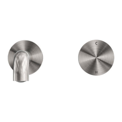 Nero Kara Progressive Wall Basin/Bath Mixer 160mm Spout Brushed Nickel - Sydney Home Centre