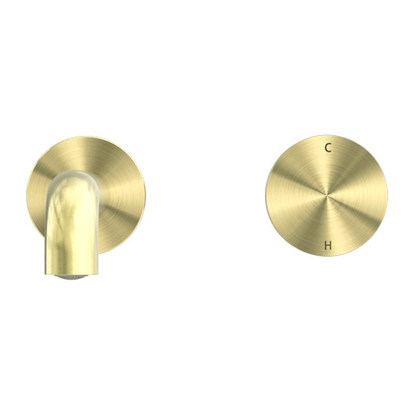 Nero Kara Progressive Wall Basin/Bath Mixer 185mm Spout Brushed Gold - Sydney Home Centre