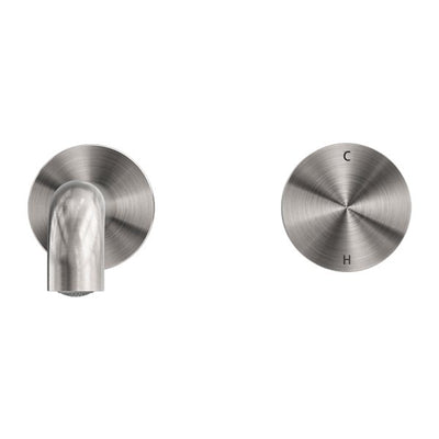 Nero Kara Progressive Wall Basin/Bath Mixer 230mm Spout Brushed Nickel - Sydney Home Centre