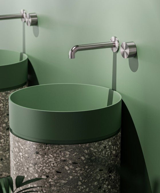 Nero Kara Progressive Wall Basin/Bath Mixer 230mm Spout Brushed Nickel - Sydney Home Centre