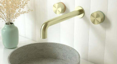 Nero Kara Wall Basin Set 180mm Spout Brushed Gold - Sydney Home Centre