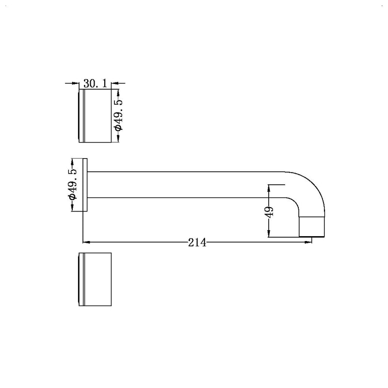 Nero Kara Wall Basin Set 217mm Spout Brushed Gold - Sydney Home Centre