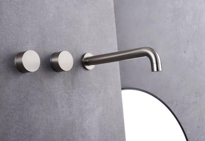 Nero Kara Wall Basin Set 217mm Spout Brushed Nickel - Sydney Home Centre