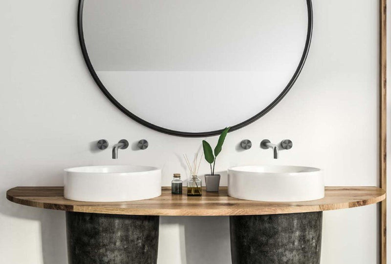 Nero Kara Wall Basin Set 217mm Spout Gun Metal - Sydney Home Centre