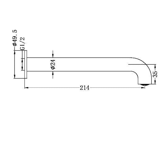 Nero Mecca Basin / Bath Spout Only 215mm Graphite - Sydney Home Centre